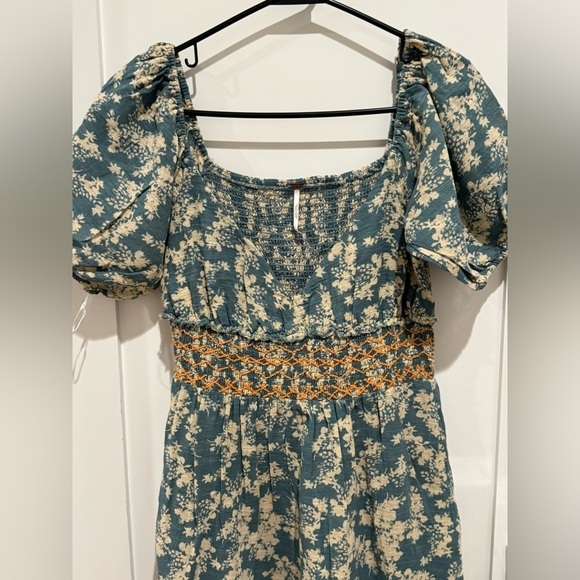 (US 6/M) Ellie Floral-print Gauze Midi Dress In Soft Seafoam - Picture 9 of 12